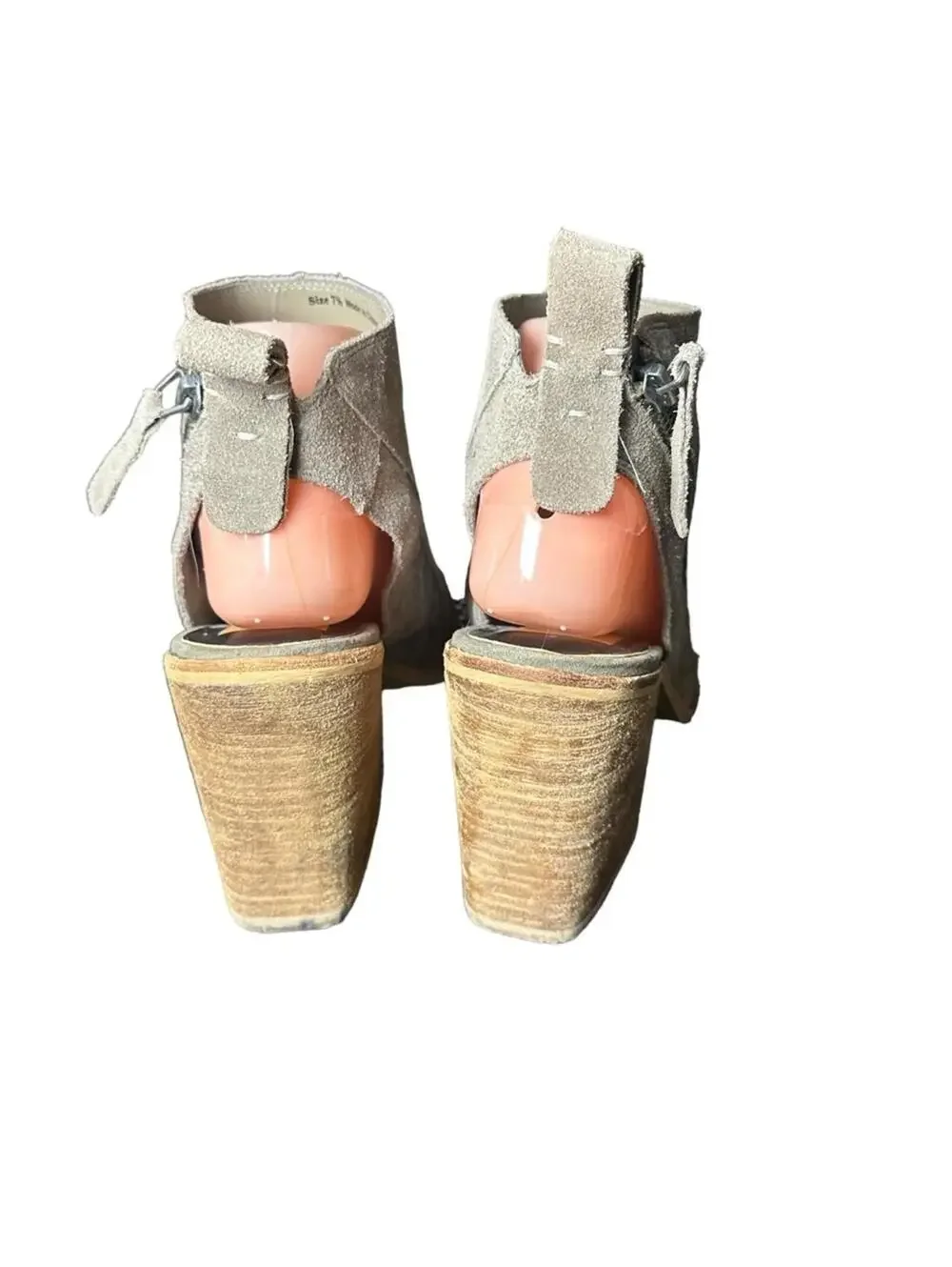 Dolce Vita Phenix Tan Suede Open Toe Booties Size 7.5
